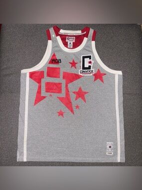 Rare Y2K Converse All Star Grey & Red Basketball Jersey